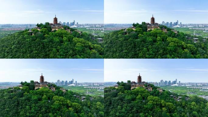 航拍江苏省南通市狼山景区风景