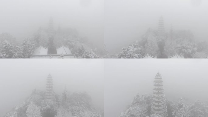 四川阆中古城白塔山雪景