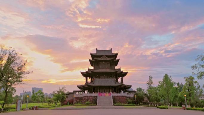 东洲岛 夫子楼 衡阳地标建筑 延时风景