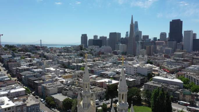 美国-加利福尼亚-旧金山-航拍-教堂