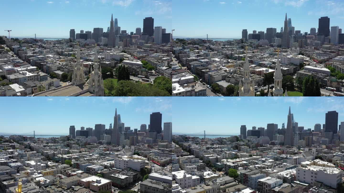 美国-加利福尼亚-旧金山-航拍-教堂