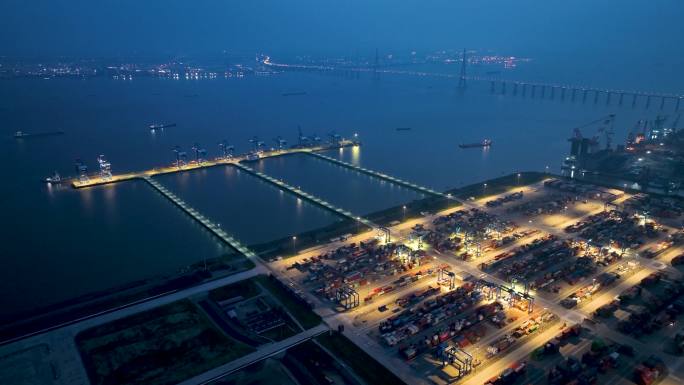4K航拍江苏省南通市通海港口码头风景