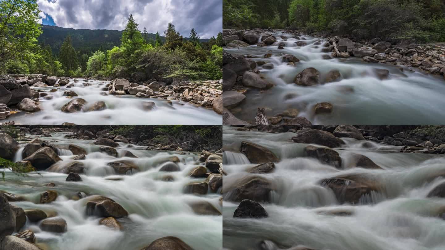 小溪小河 流动的水延时