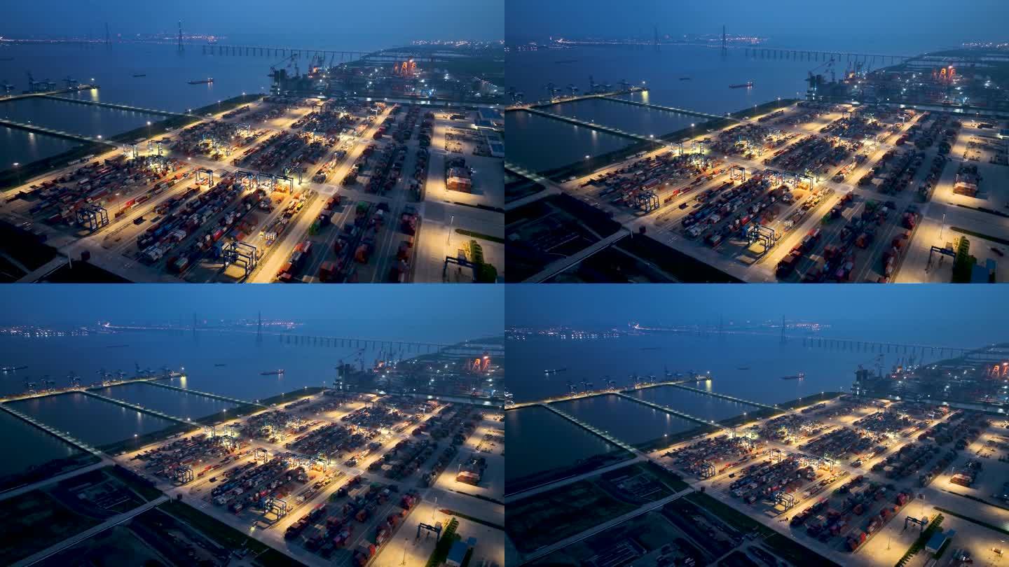 4K航拍江苏省南通市通海港口码头风景