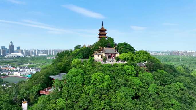 航拍江苏省南通市狼山景区风景