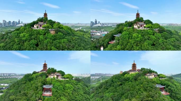 航拍江苏省南通市狼山景区风景