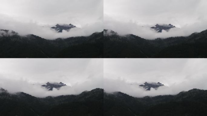 蓝天白云云雾缭绕虎头山