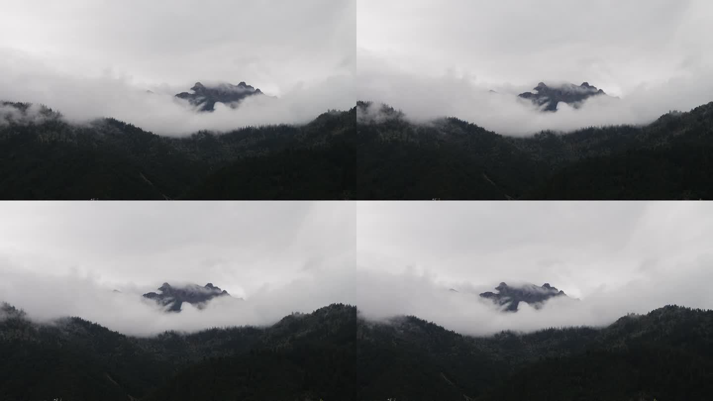 蓝天白云云雾缭绕虎头山