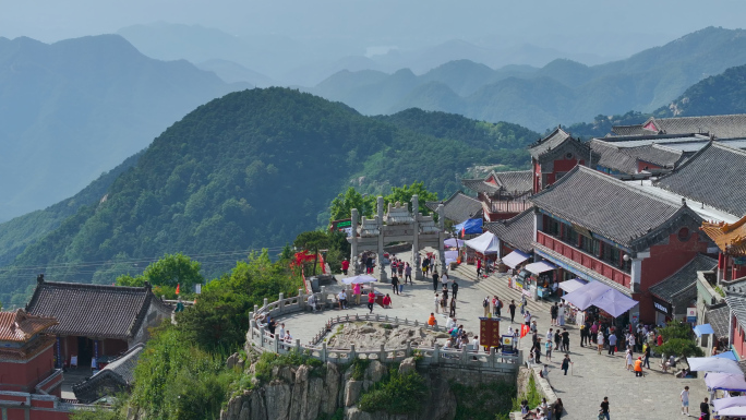 航拍泰山 风景区特写 玉皇顶 五岳独尊