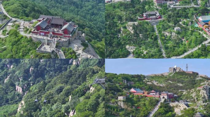 航拍泰山 风景区特写 玉皇顶 五岳独尊