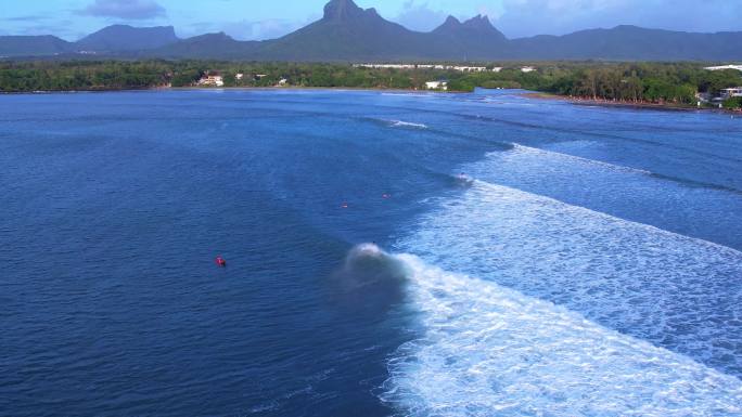毛里求斯度假-冲浪-唯美白海浪浪花