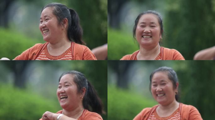浙江农村老人妇女健身操广场舞幸福微笑