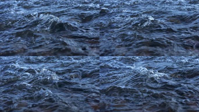 清澈的水流溪流特写慢镜头