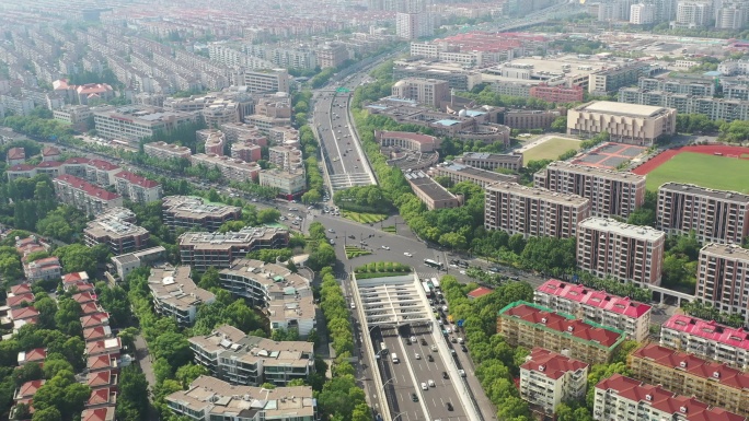4K原素材-航拍上海中环线、仙霞路