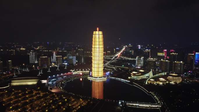郑州CBD会展中心航拍夜景