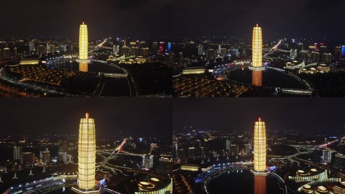 郑州CBD会展中心航拍夜景
