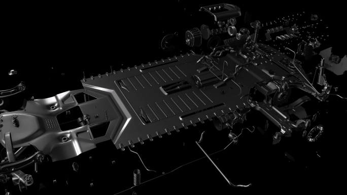 汽车车辆底盘结构构造零件拆解动画带通道