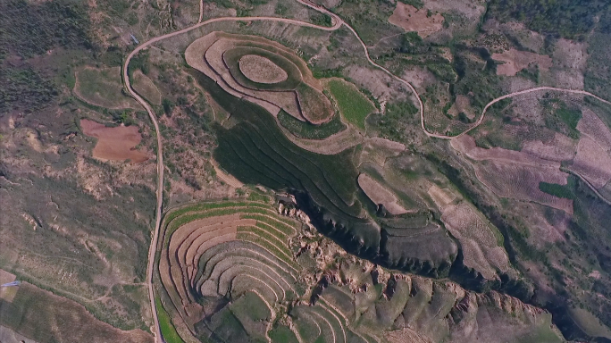 航拍黄土高原 陕北文化生活