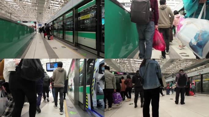 深圳北站地铁高峰时段客流上下班高峰期
