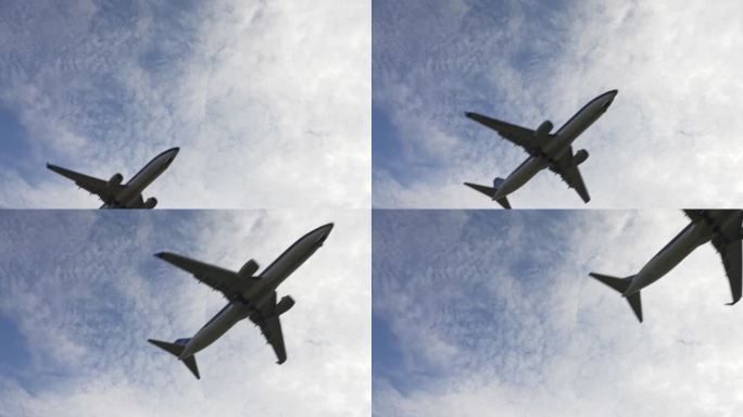 飞机飞过天空近距离特写实拍视频素材