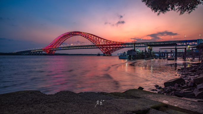 广州南沙明珠湾大桥日落延时 4K