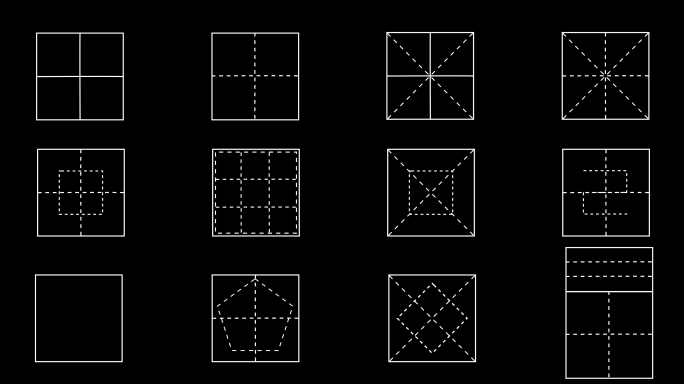 12款田字格  米字格 （带通道透明底）