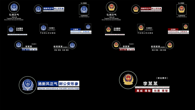 16款公安政府机关人名字幕条花字/无插件