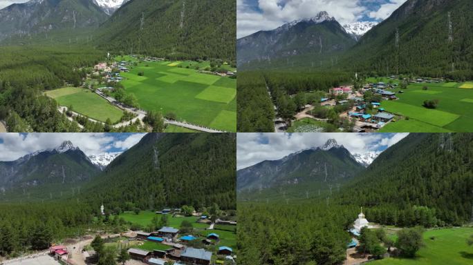 川藏线318然乌波密段沿路的村庄和雪山