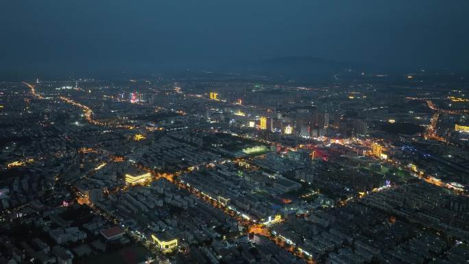 航拍泰安城市夜景