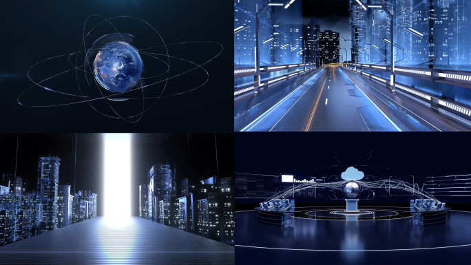 未来元宇宙科技感地球城市穿梭