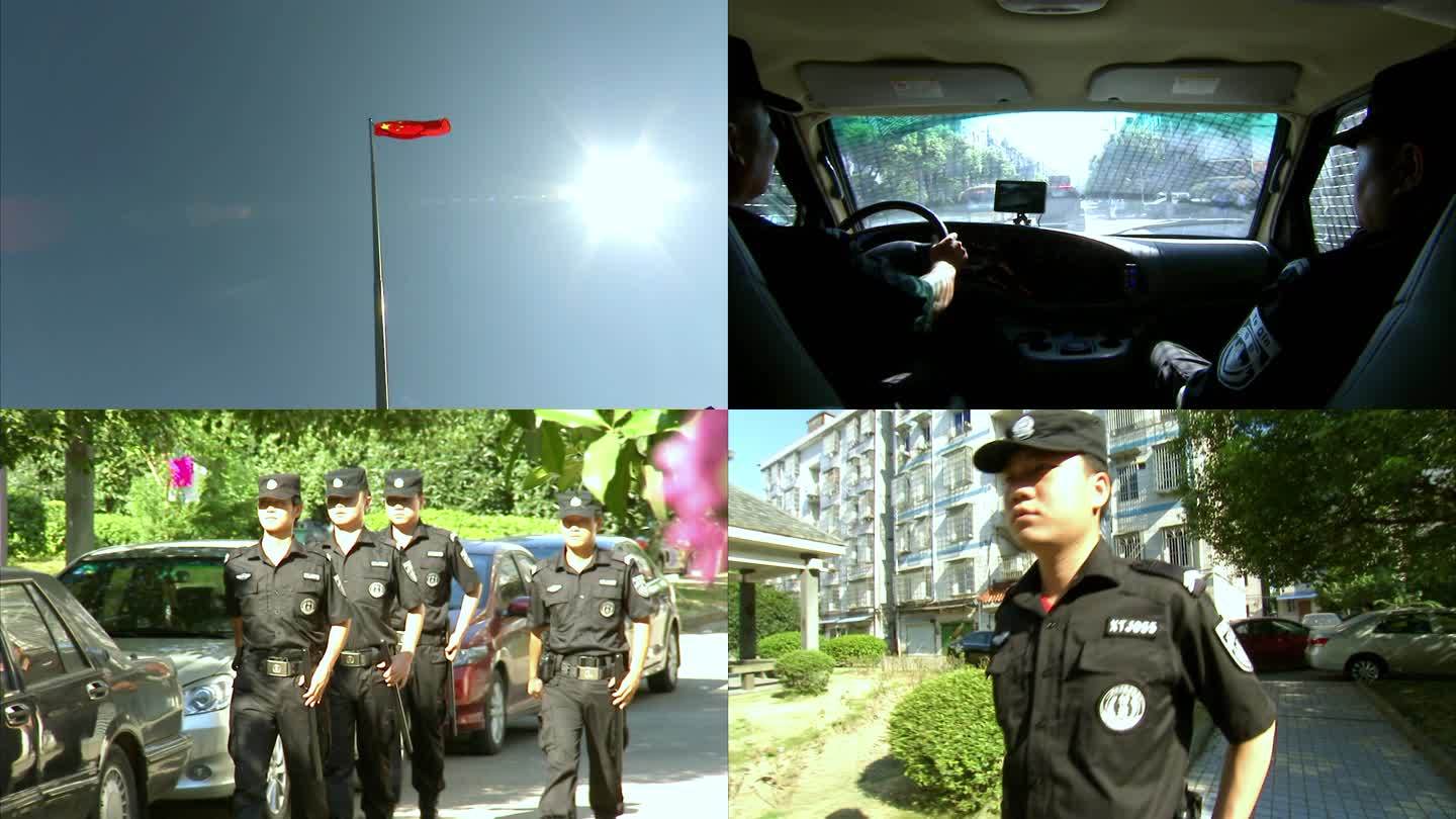 红旗巡特警民警警察开车巡逻巡查实拍原素材