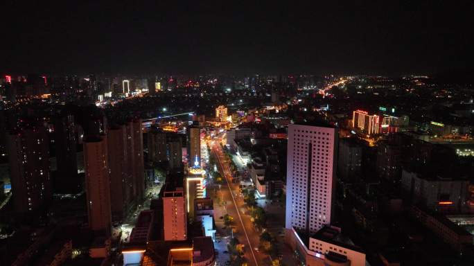 航拍泰安城市夜景