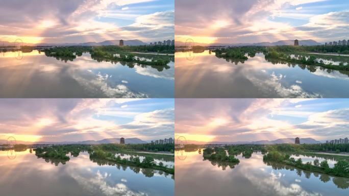 4K汉江女神夕阳天汉湿地公园