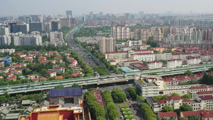 4K原素材-航拍上海延安高架路、虹许路