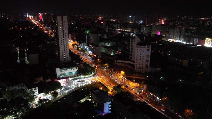 航拍泰安城市夜景