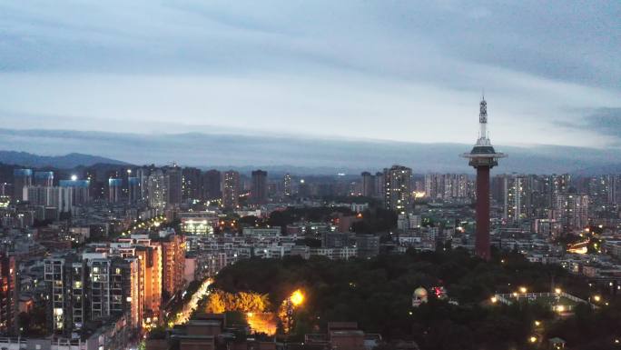 重庆璧山城区夜景航拍4K视频