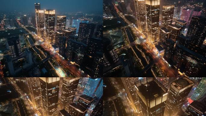 杭州未来科技城夜景质感航拍延时