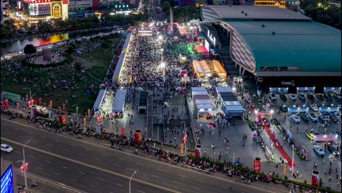 安徽蚌埠淮河文化广场旅游节航拍延时
