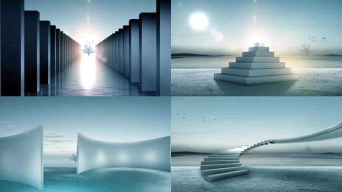 【4K】地产意境概念建筑抽象风景