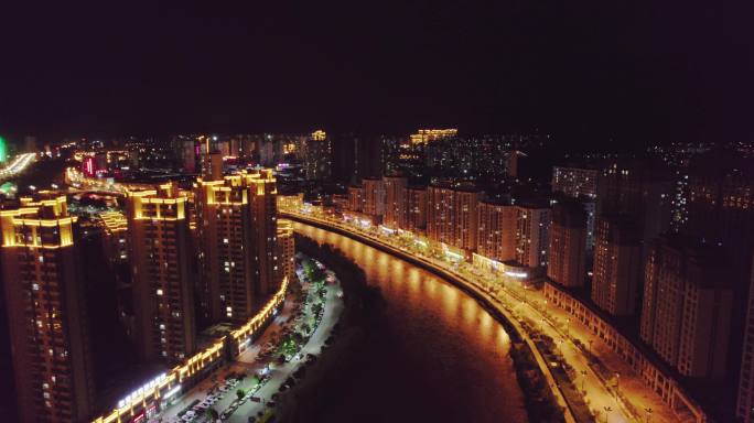 海东市乐都区夜景航拍