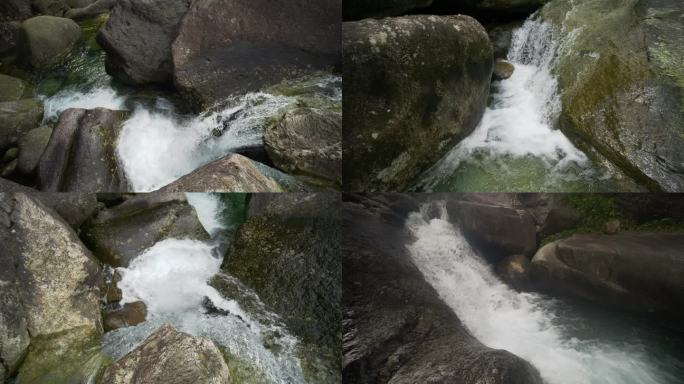 深山峡谷瀑布溪流山水山泉山溪流水水花飞溅