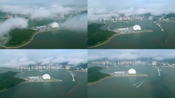 大湾区珠海香洲区野狸岛日月贝平流雾游艇