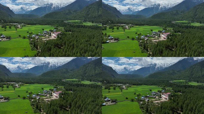川藏线318然乌波密段沿路的村庄和雪山