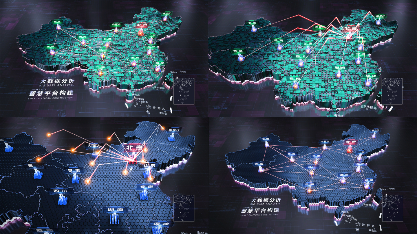 E3D科技中国地图AE模板