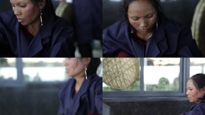 茶叶女工人劳动第一视角人物特写镜头