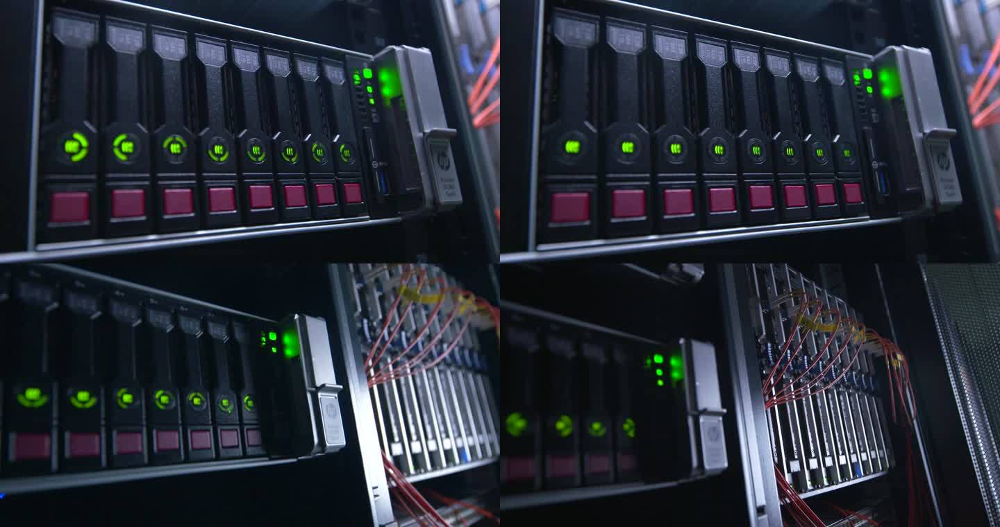 大型计算机机房服务器硬盘阵列闪灯亮灯