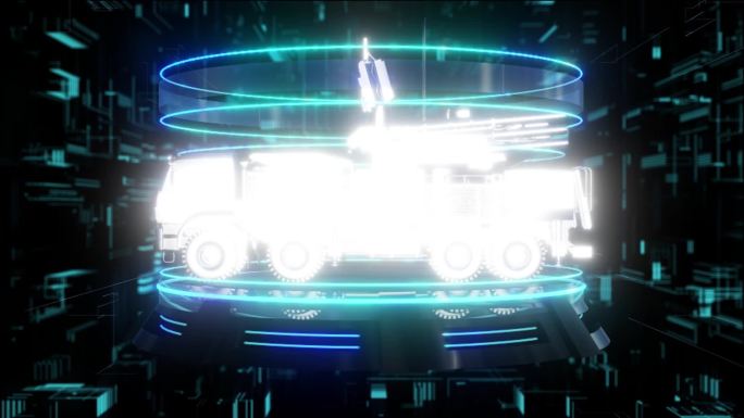 雷达导弹战车元宇宙全息科技光圈展示素材