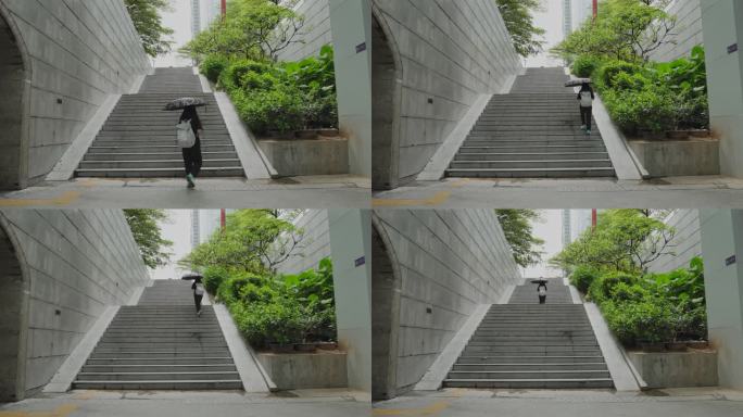 4K升格实拍，羊城广州夏天过街隧道上阶梯