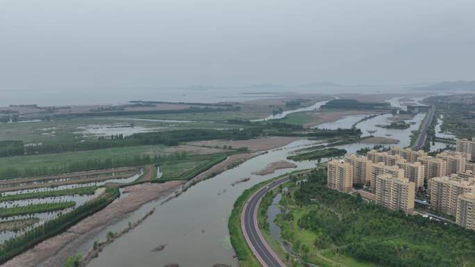 航拍东平湖湿地公园