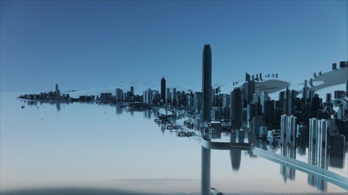 鸟瞰科技城市香港维多利亚港
